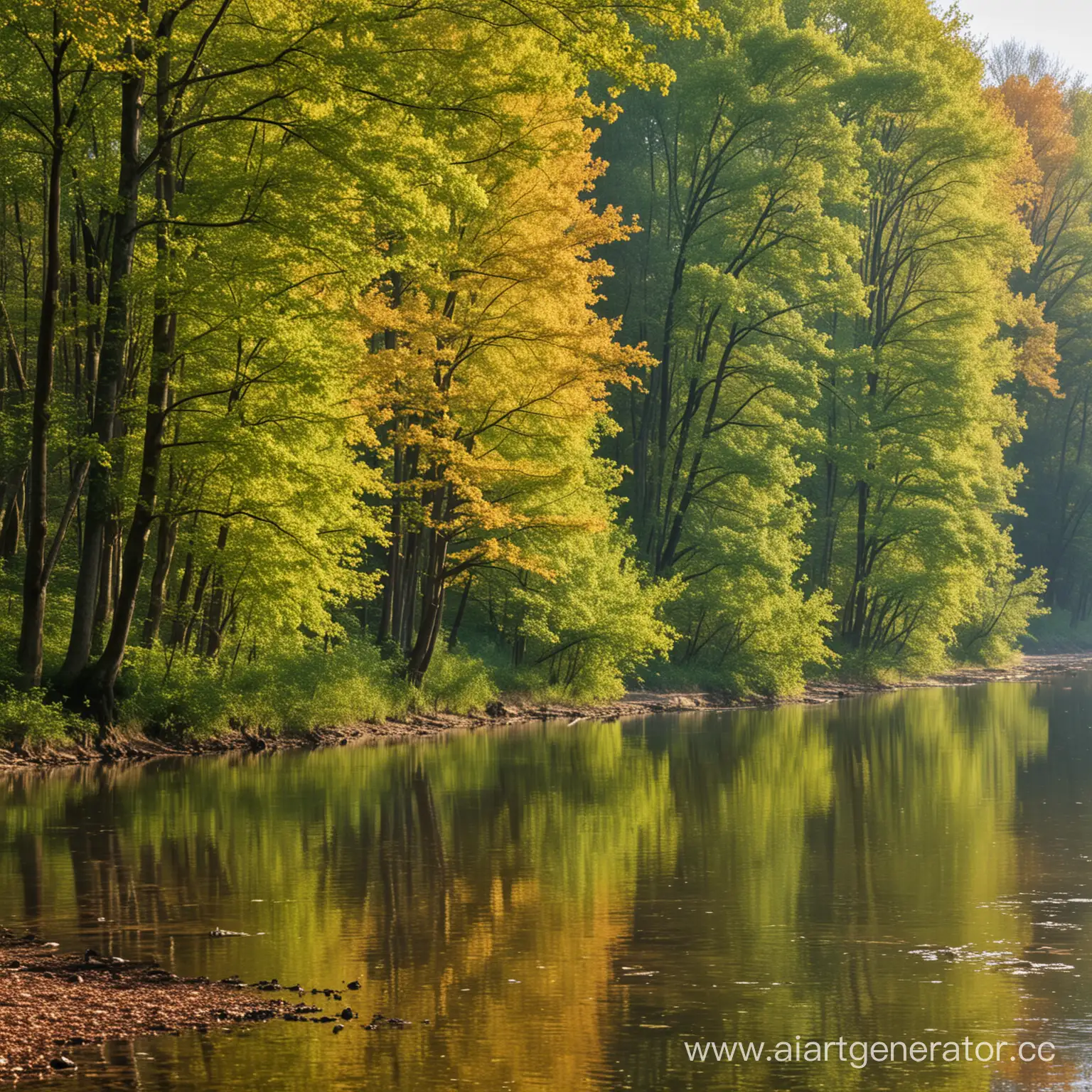 лиственный  лес на берегу реки