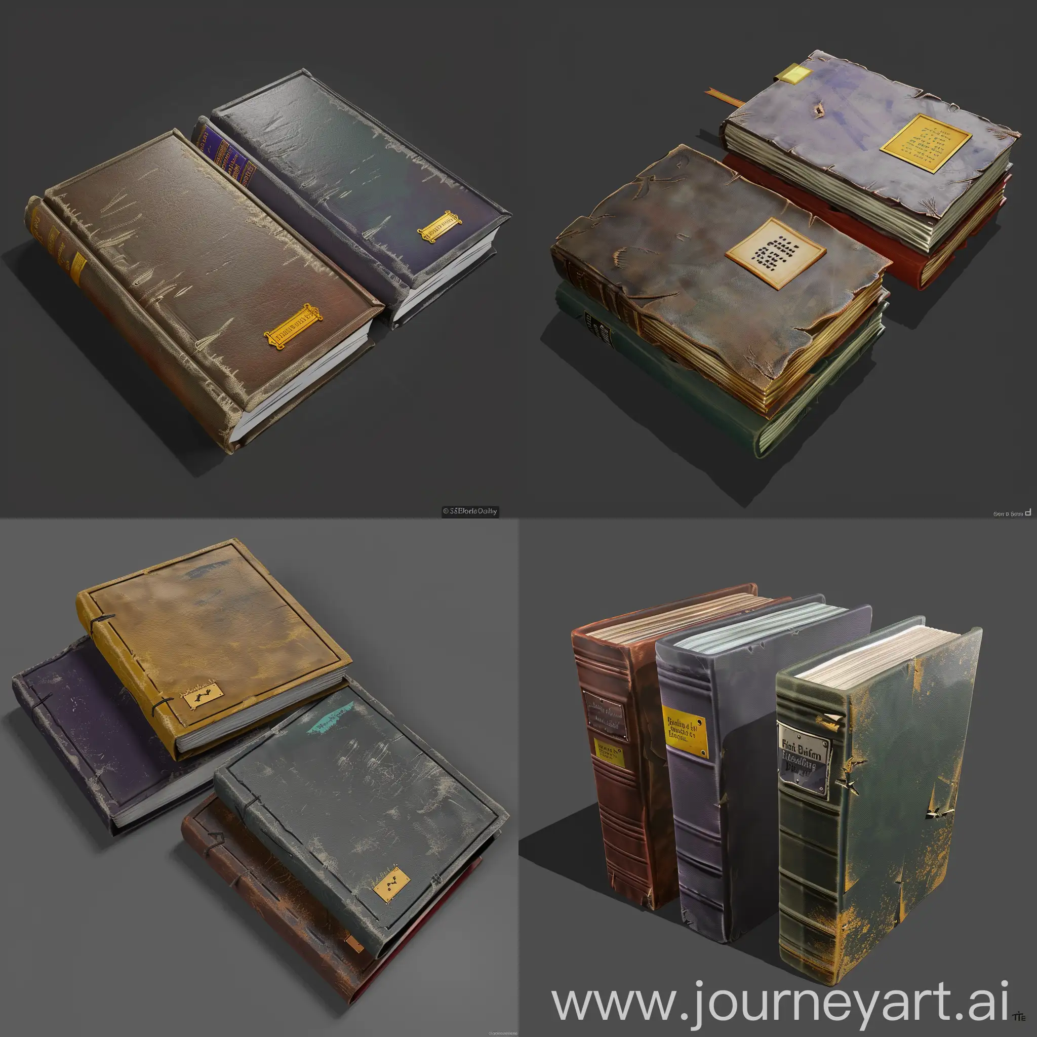 Aged-LeatherBound-Books-Collection-Realistic-3D-Blender-Game-Asset