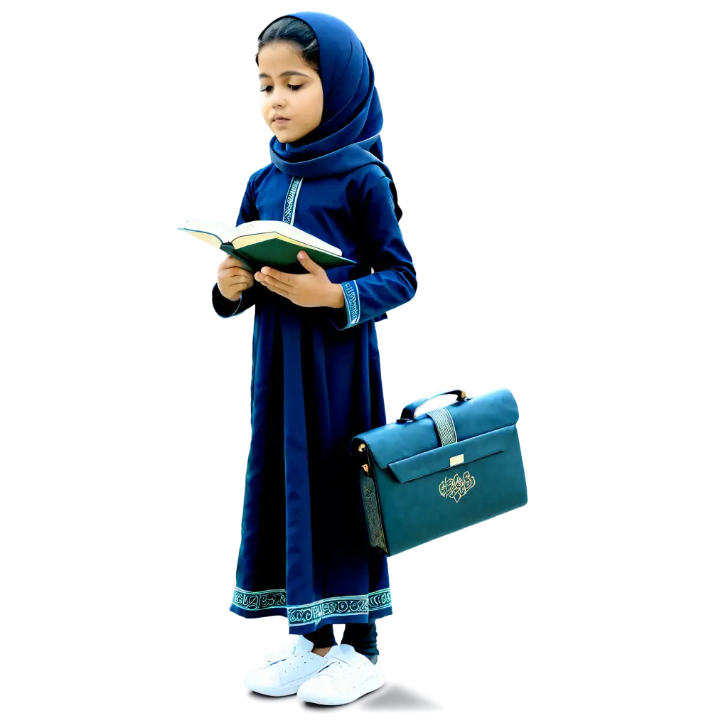 a beautiful cute girl child reciting quran in the premises of Holy Maka