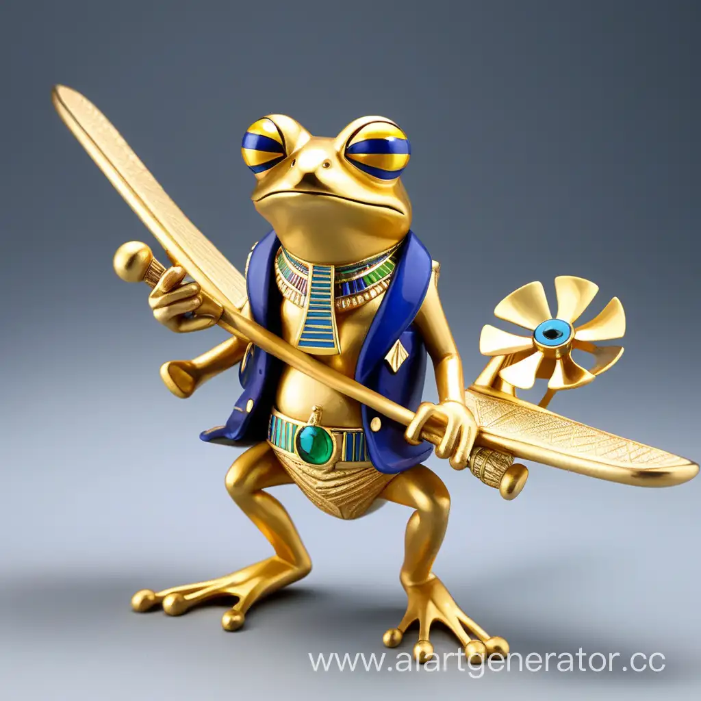 Frog-Tutankhamun-Wearing-Propeller-Headdress-Ancient-Egyptian-Amphibian-Art