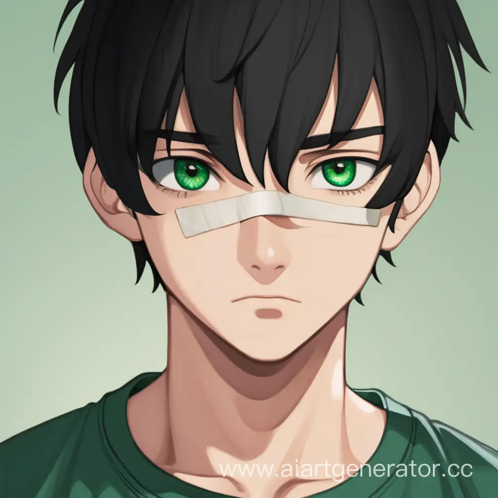 Teenage-Boy-with-Green-Eyes-Wearing-Dark-Green-Tshirt