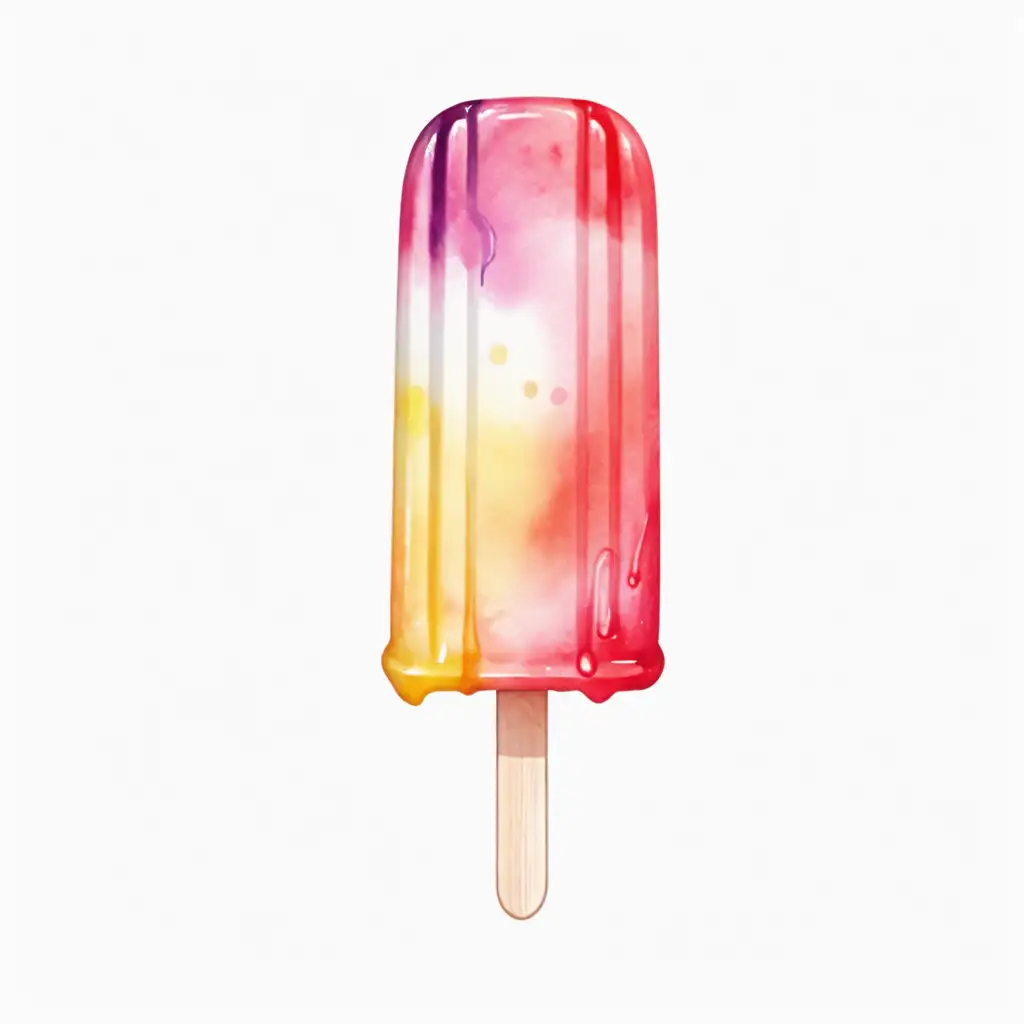 Watercolor styled, single popsicle, with no background