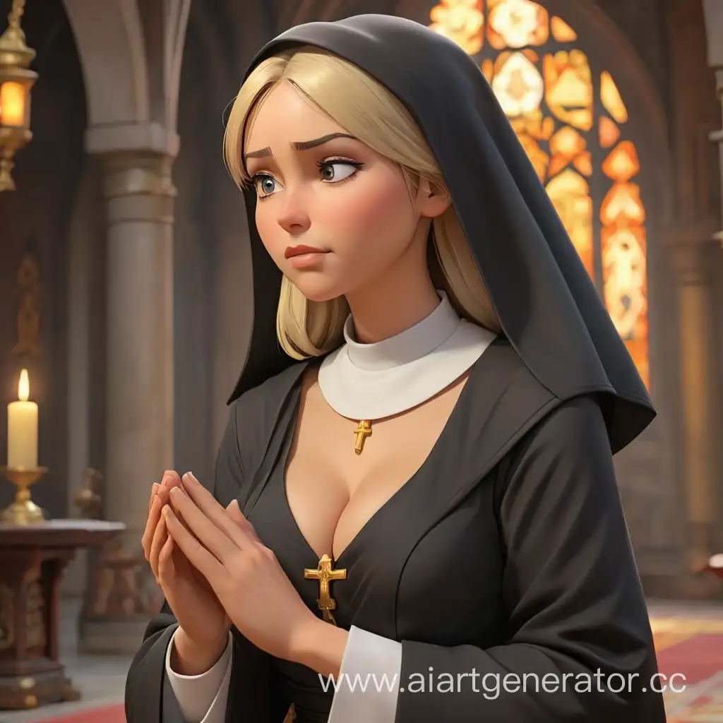 Blonde-Monk-and-Nun-in-Black-Praying-Pose