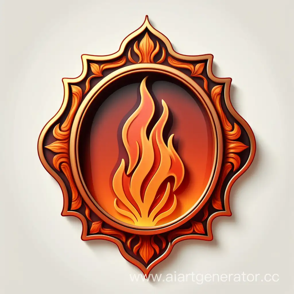 Simple logo of a fire vintage frame, made of liquid border. White background.