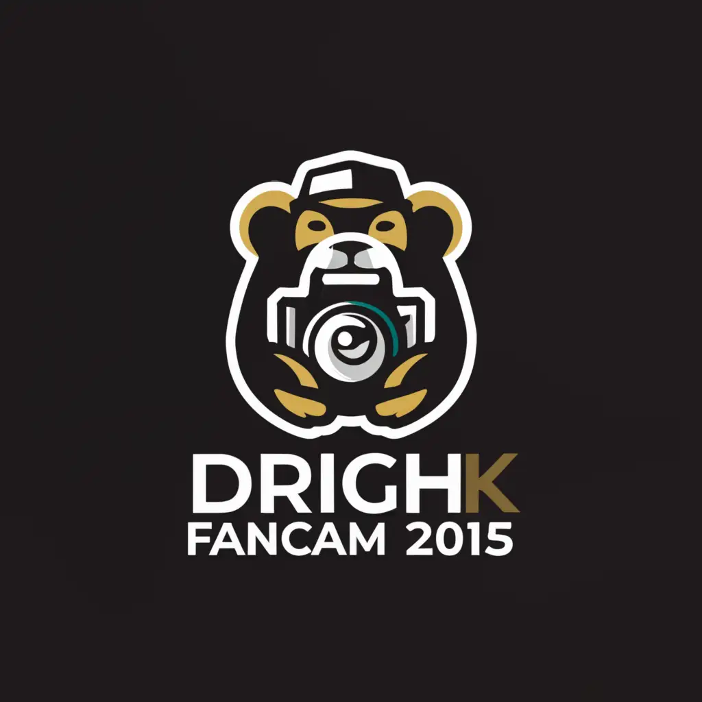 a logo design,with the text "Drighk fancam 2015", main symbol:"""
camera bear
""",Minimalistic,be used in Entertainment industry,clear background