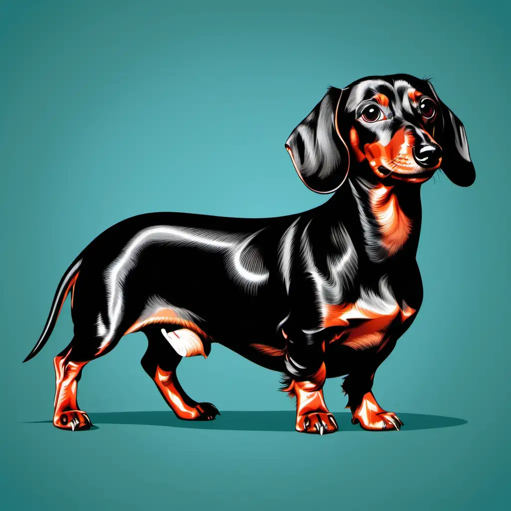 Dachshund Full Body Vector Illustration Adorable Wiener Dog in Detailed Artwork