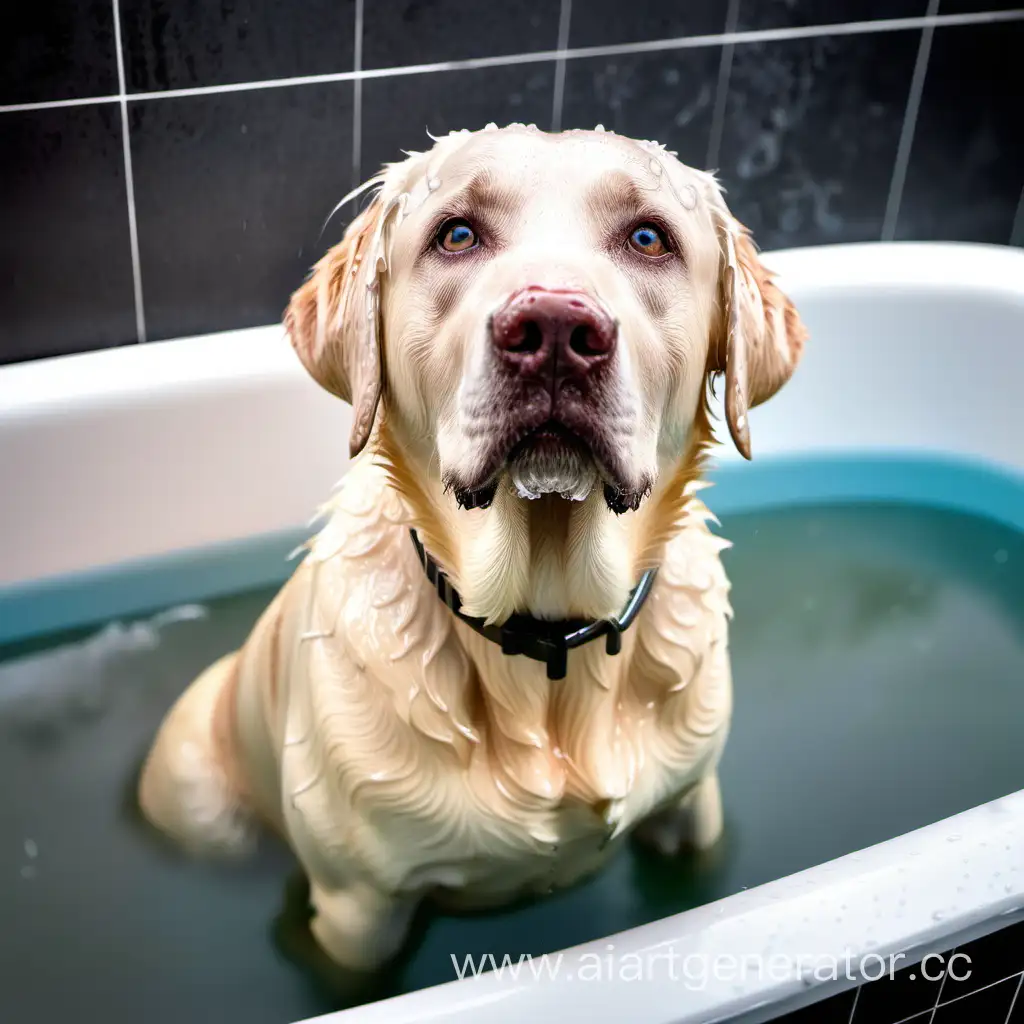 Adorable-Wet-Labrador-Enjoying-a-Relaxing-Bathtub-Bath