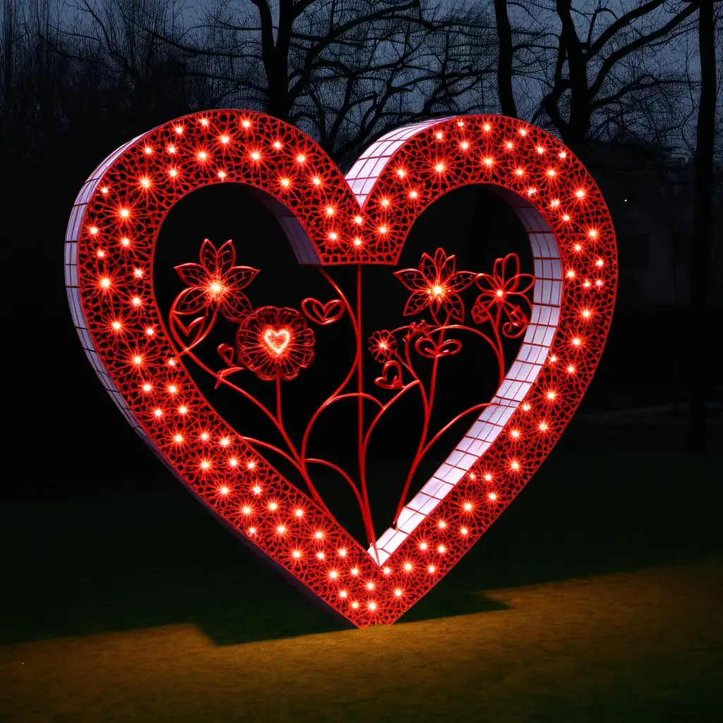 Romantic Outdoor Ambiance Valentines Day LED Illuminated Motif