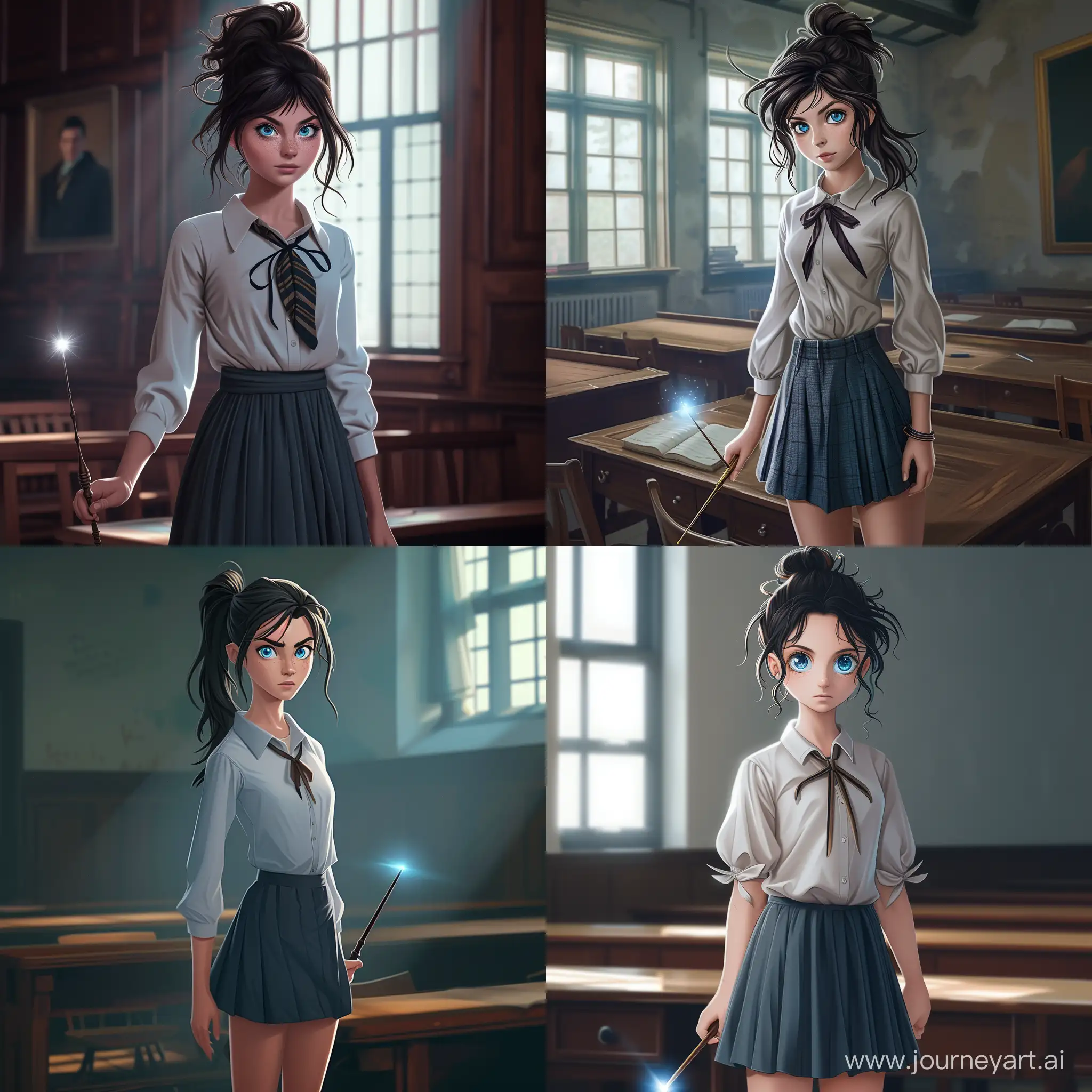 Ravenclaw-Teenage-Witch-Casting-a-Spell-in-Classroom