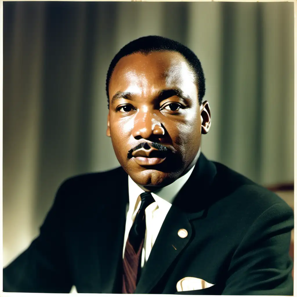 Inspiring Portrait of Dr Martin Luther King Jr in Vibrant Color