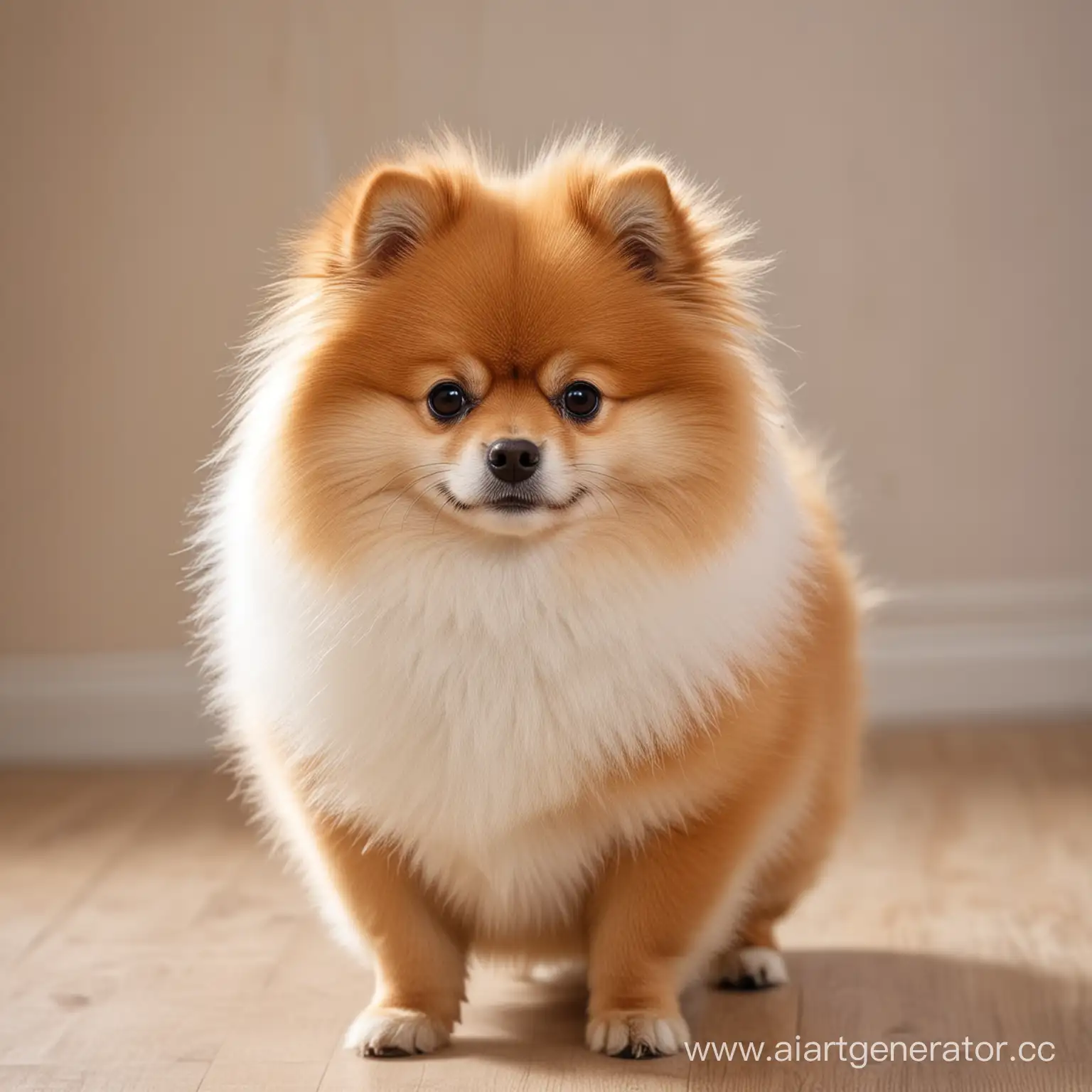 Adorable-Pomeranian-Spitz-Looking-at-Camera-with-Blurred-Background