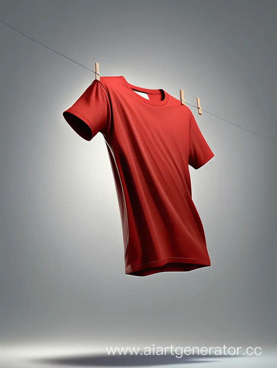 пустая красная футболка летает в воздухе в пустом фоне