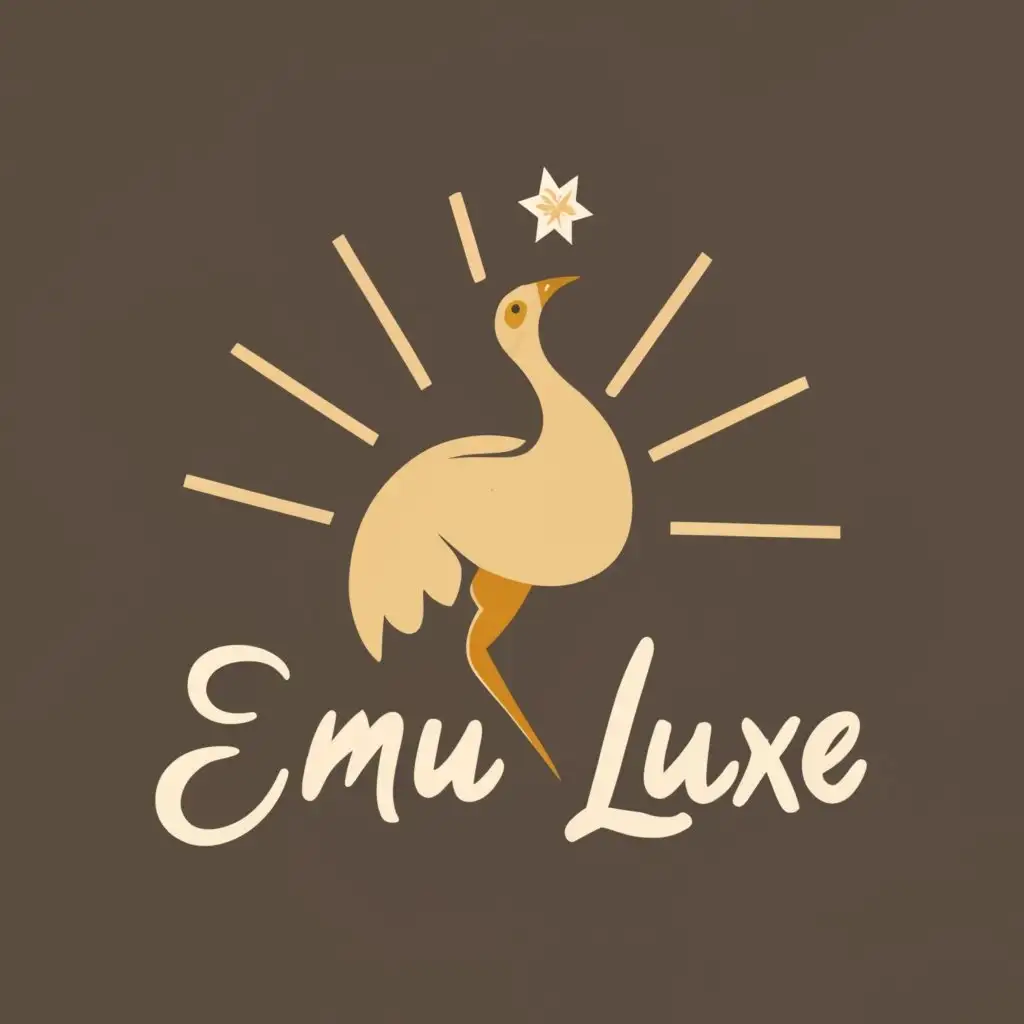 logo, Emu Bird and jewellery use gold color, with the text "Emu luxe", typography, be used in Beauty Spa industry