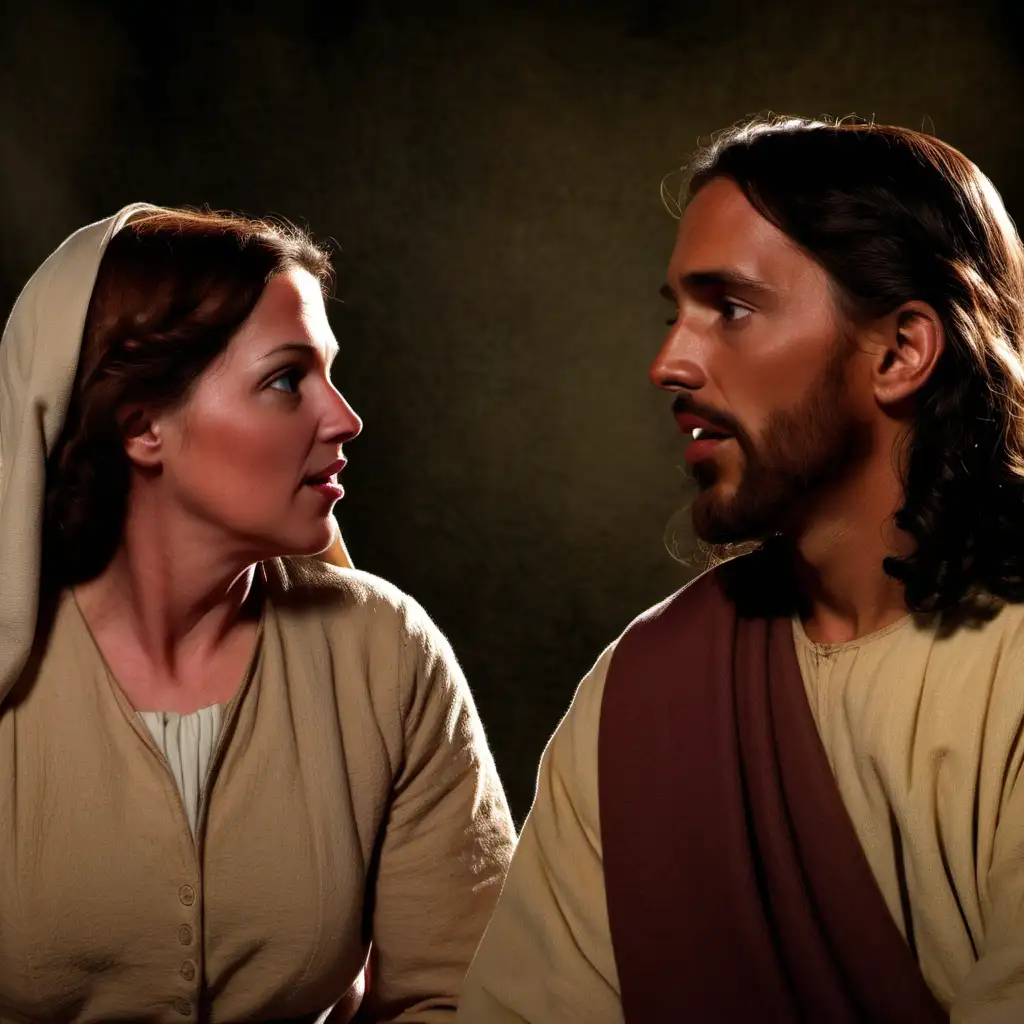 Jesus con la mmujer aduldada hablando
