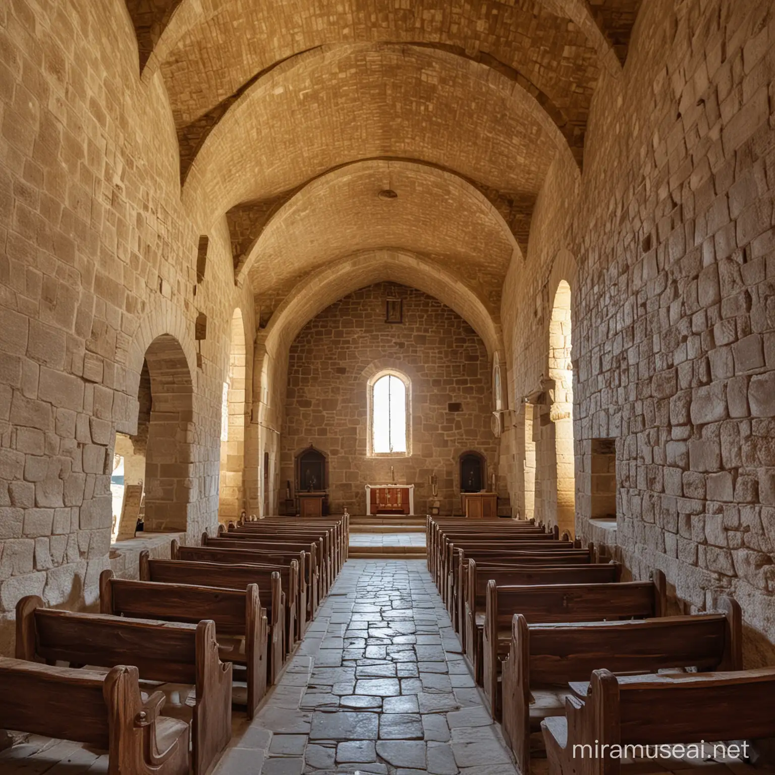 Interior of an Ancient Church with Decorative Features