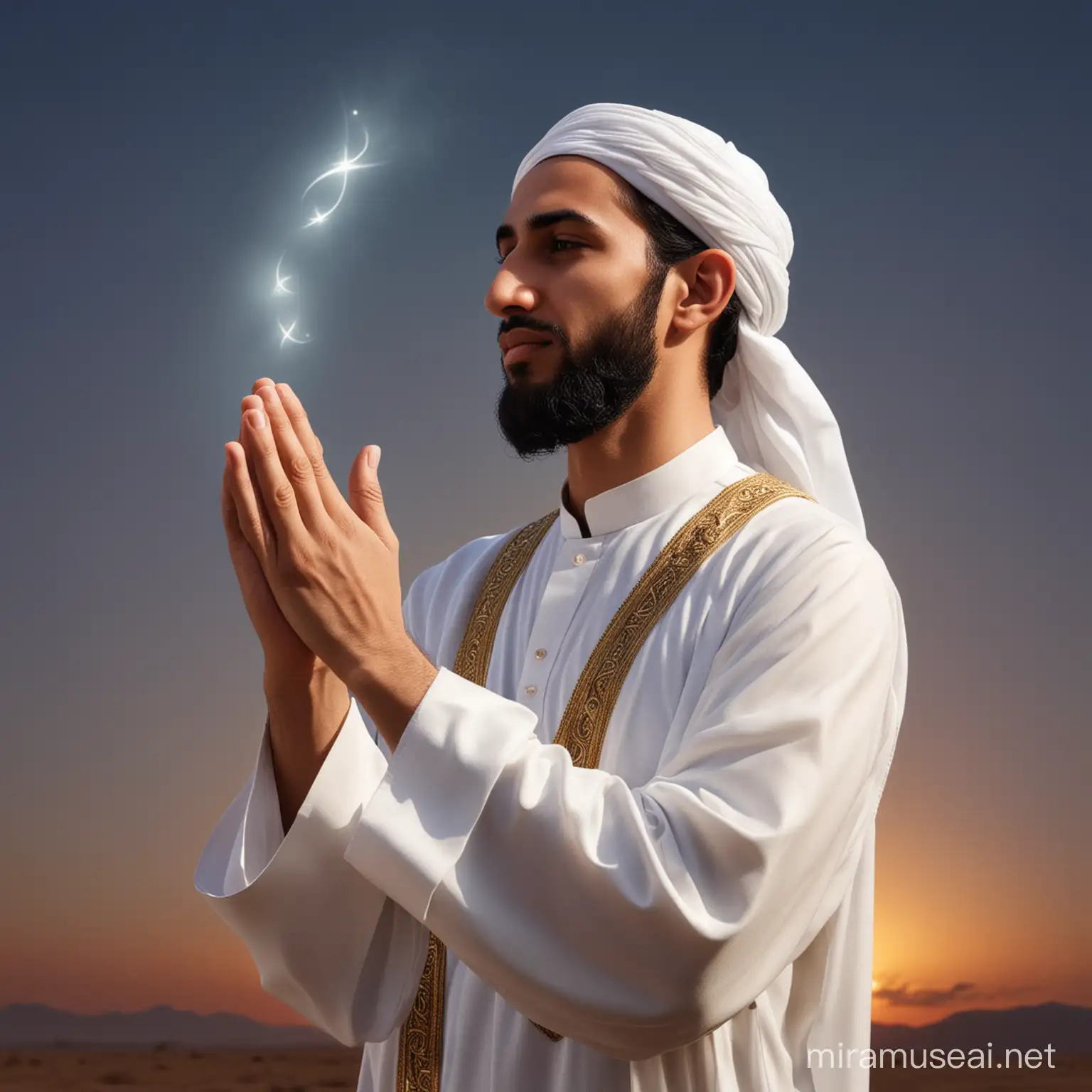 Prophet Muhammad pbuh Offering Humble Supplication to the Divine