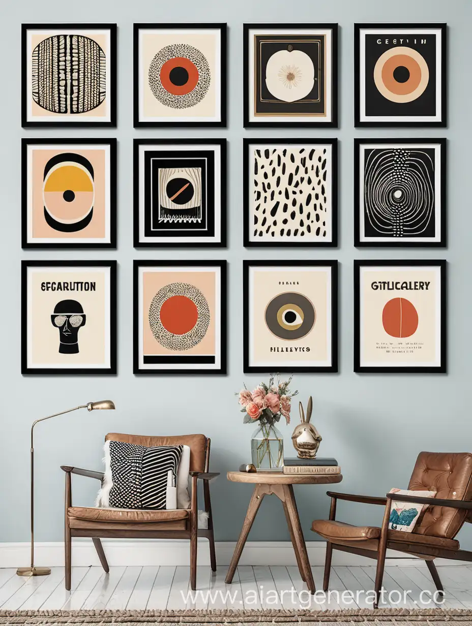 Eclectic-Gallery-Set-Trendy-Art-Prints-Exhibition-Wall-Art-and-Retro-Posters-for-Stylish-Decor