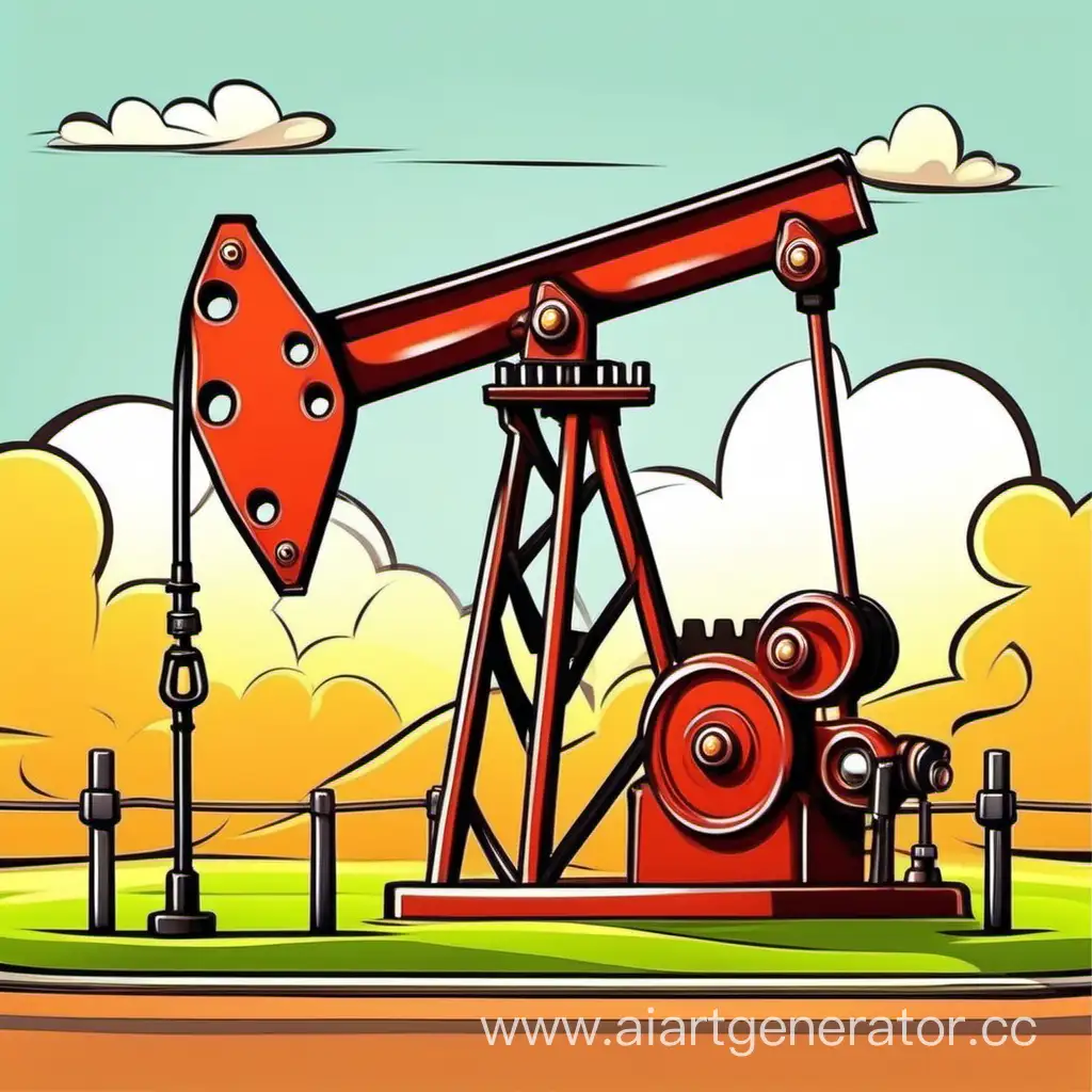 Colorful-Cartoon-Oil-Pump-Jack-Pumping-Oil