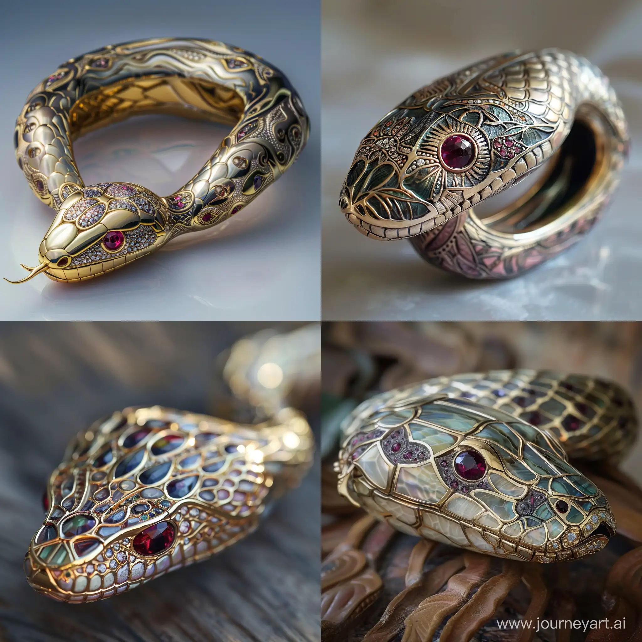 Art-Nouveau-Snake-Bracelet-with-Precious-Stones
