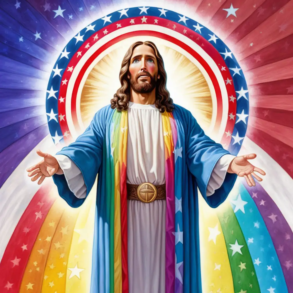 jesus as the president of the united states of america rainbow cosmic