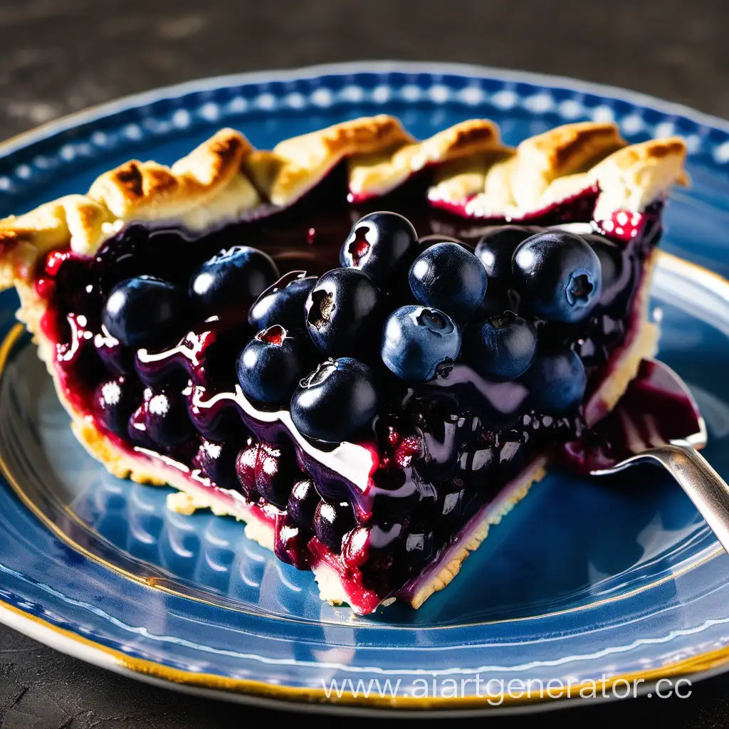 Blueberry-Pie-Slice-on-Blue-Rimmed-Plate