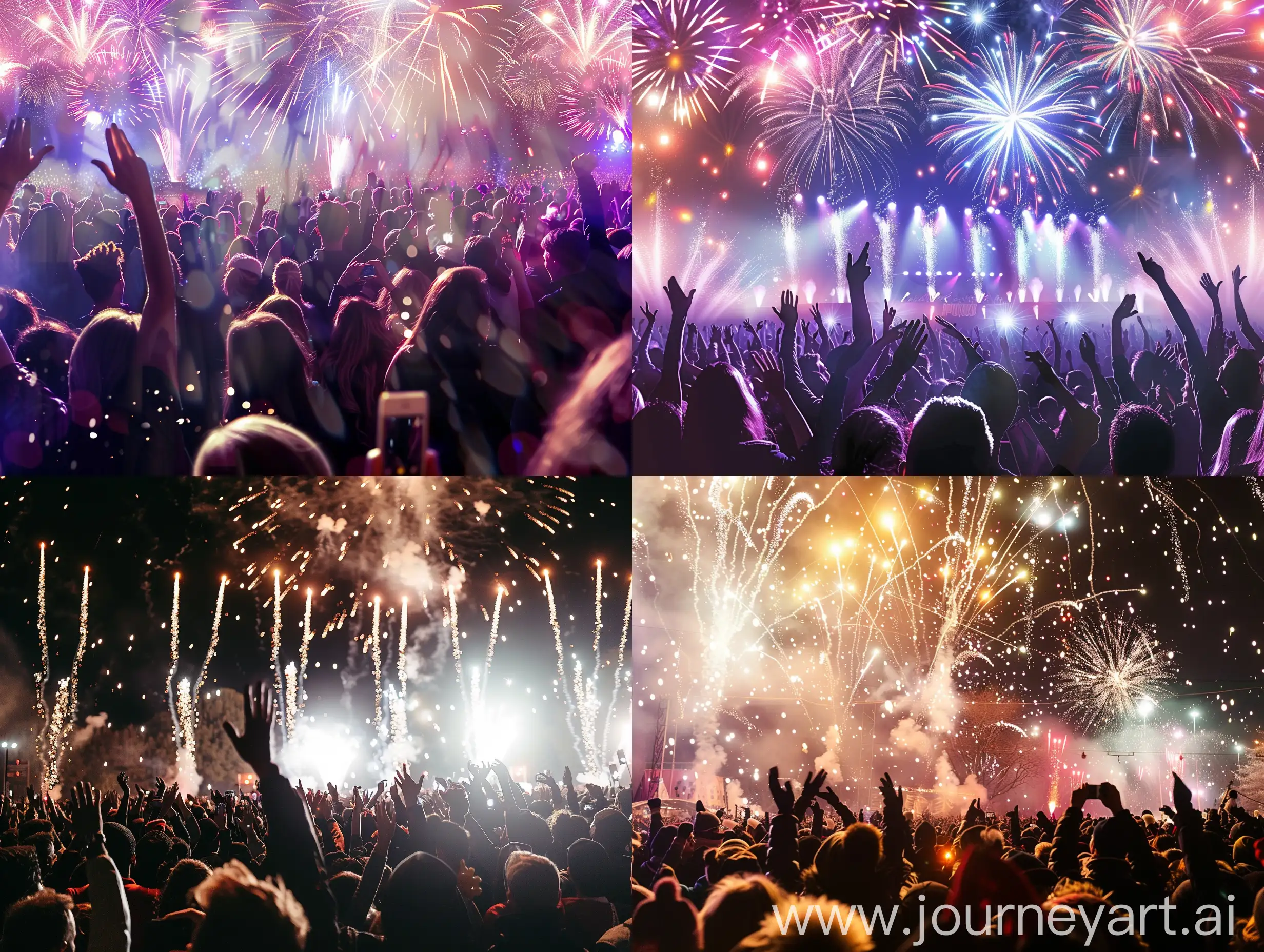 New-Years-Celebration-Vibrant-Crowd-Cheers-Amidst-Fireworks
