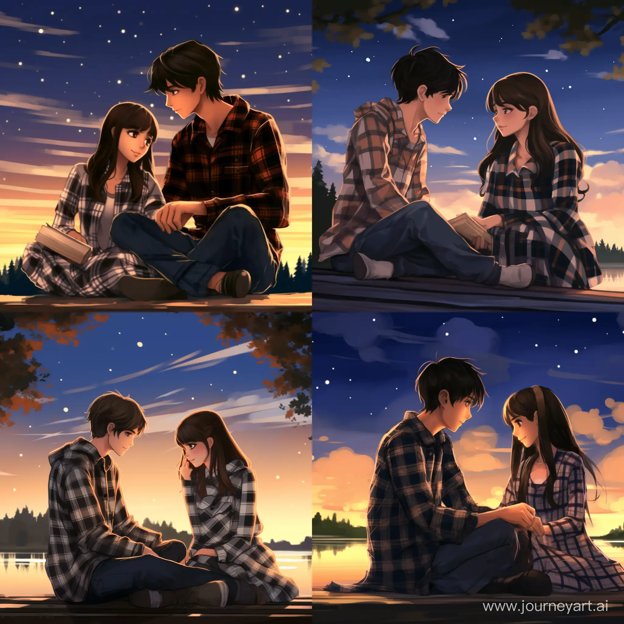 Teenage-Romance-by-Hogwarts-Lake-Under-Starry-Autumn-Sky