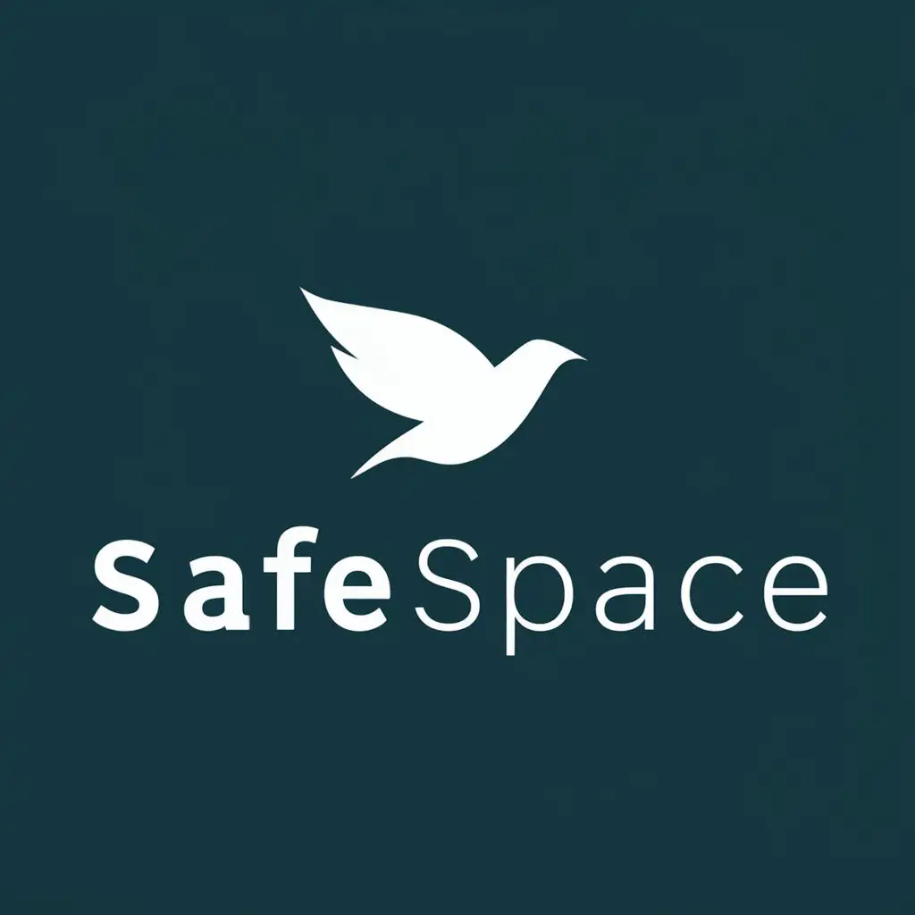 logo, bird, with the text "SafeSpace", typography