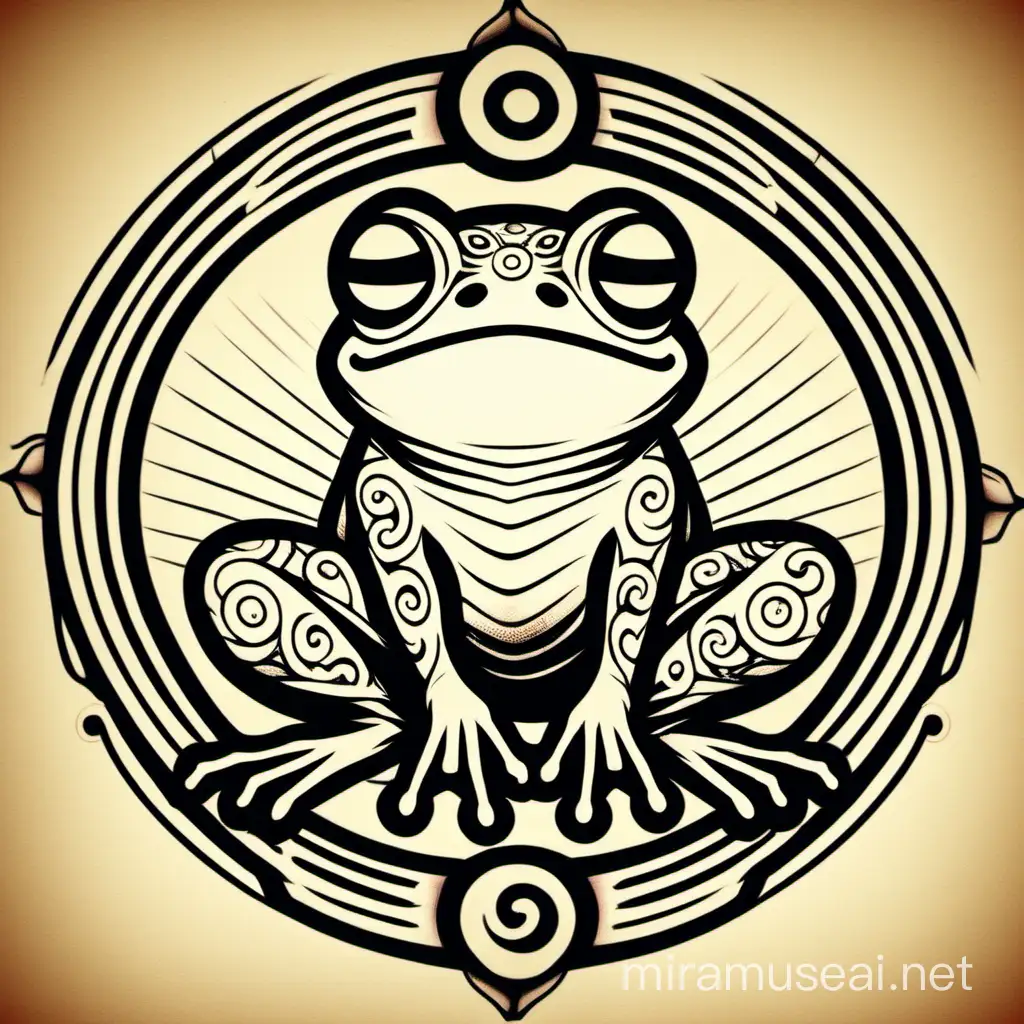 Naruto frog in the style of traditional tattoo
