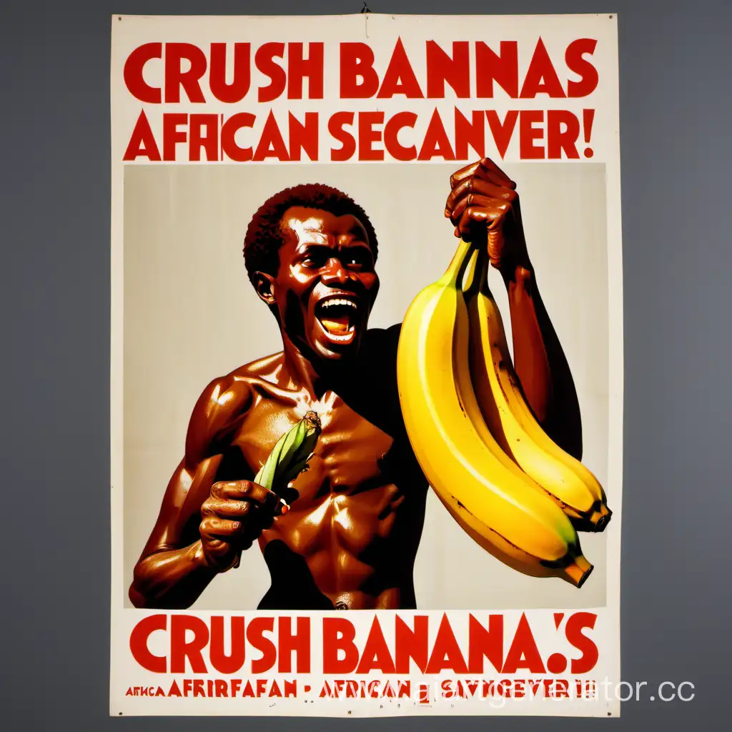 Плакат в советском стиле "дави бананы, африканскую падаль!"