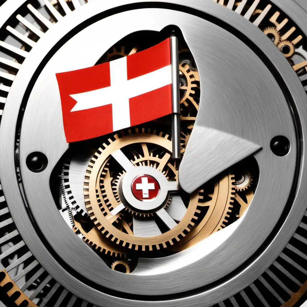 Intricate Clockwork Detail Featuring the Swiss Flag