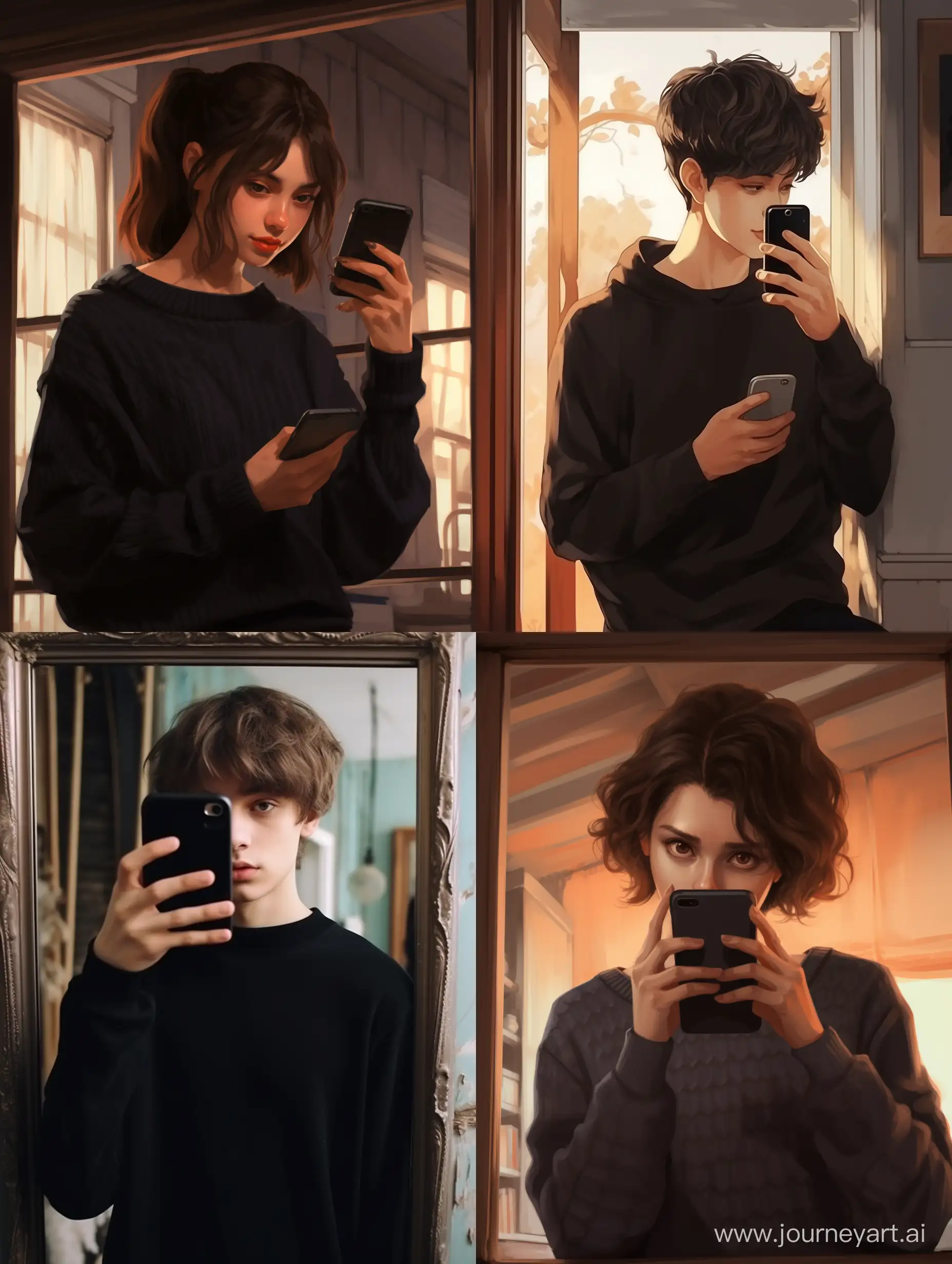Stylish-Selfie-Modern-Homely-Scene-of-a-19YearOld-in-a-Black-Sweater