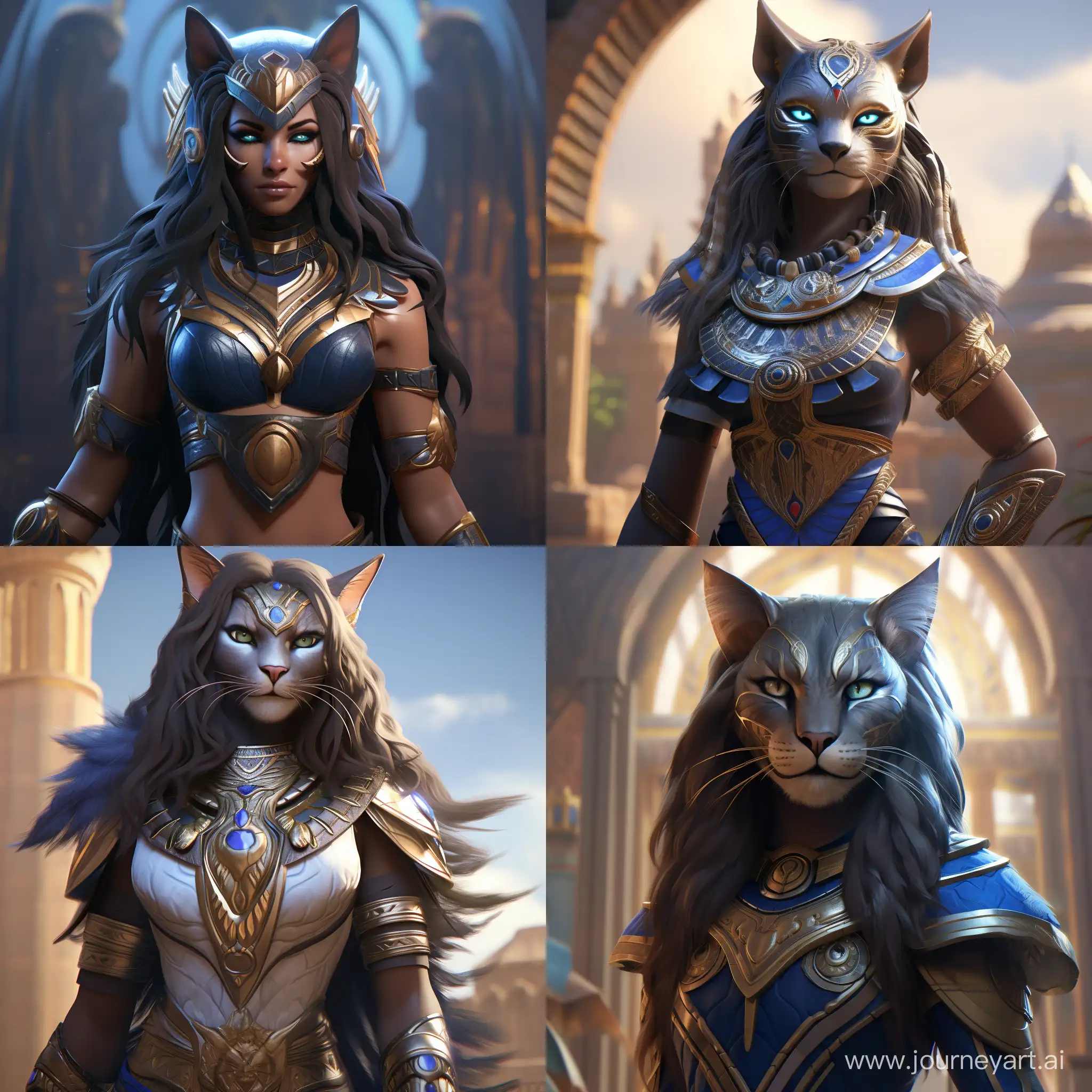 Majestic anthropomorphic goddess Bastet , black cat, furry, long hair, head shot, finely detailed, Egyptian goddess attributes, blue accents, ornate, dynamic pose, reflected light, soft sharp, octane render, ultra realistic, artgerm, pixar, artstation, edge lighting, high res, 8k,Exquisite facial features, beautiful facial features, holy light shines, heavenly soft light, luxury,creating iridescent reflections, dreamlike, smooth, hyper-detailed, photorealistic, intense shading, clean sharp focus,realistic hyper-detail,mystical，intricate, elegant, highly detailed, majestic, digital photography,(sks),masterpiece, best quality, highly detailed, 8k