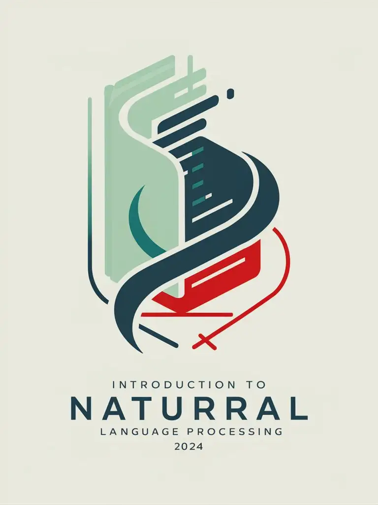 You're a badass graphic designer with over 10 years experience and specialized in language school logo ideas, Create a logo for a class group, "Introduction to Natural language PROCESSING 2024 " The logo should have a perfect blend of light Green, blue and red.