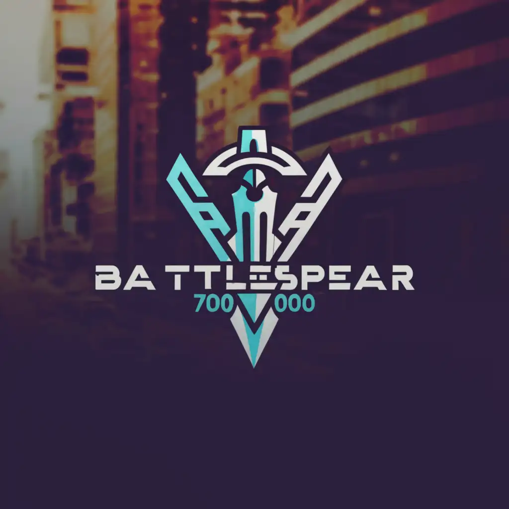 a logo design,with the text "Battlespear 7000", main symbol:a spear,complex,clear background
