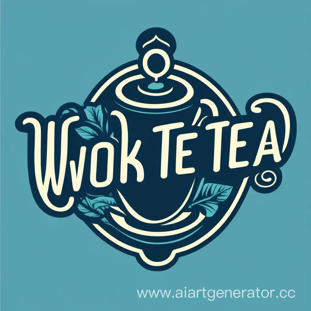 Эмблема чайного бара с название work tea и синего цвета