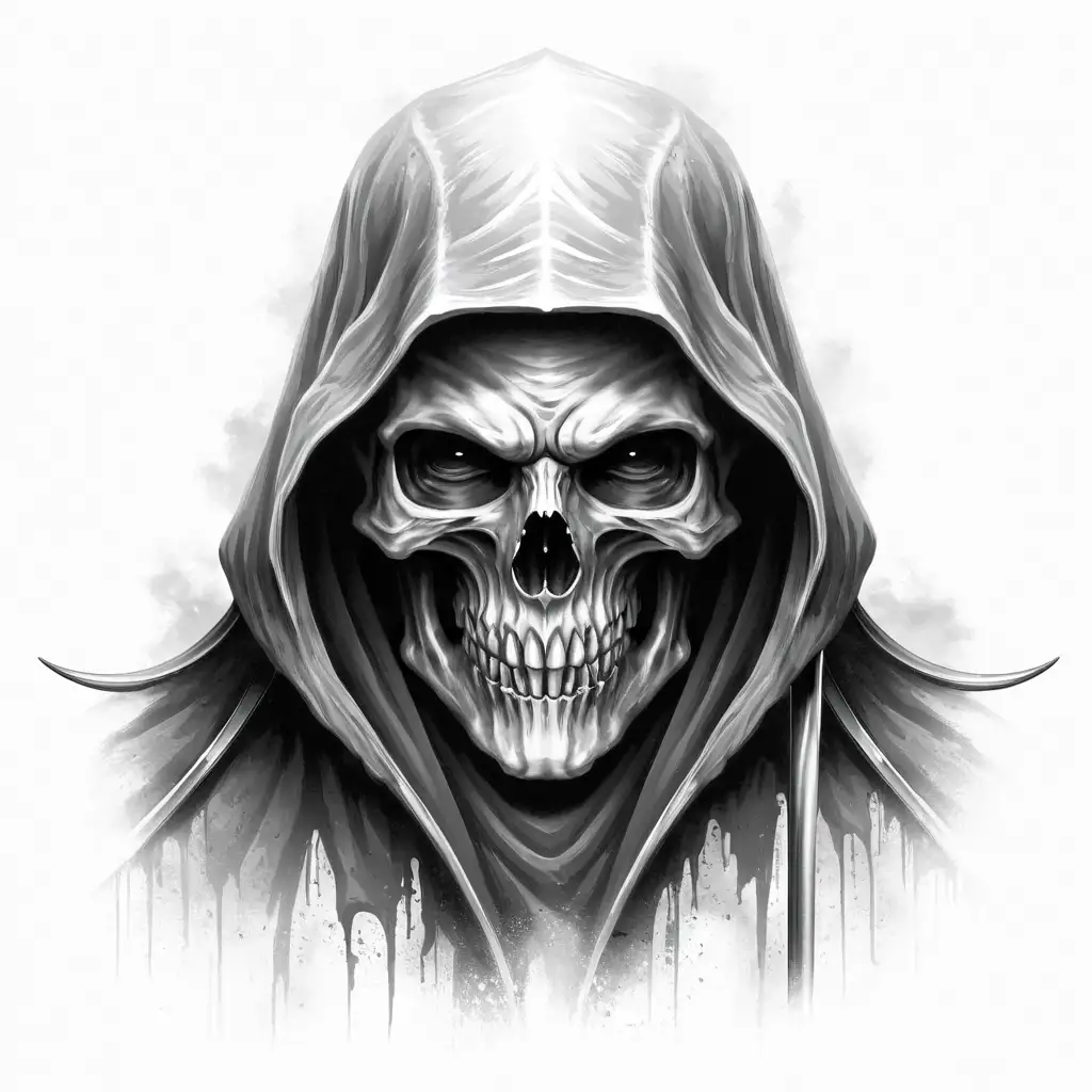 Realistic Grim Reaper in Black and Grey with Scythe