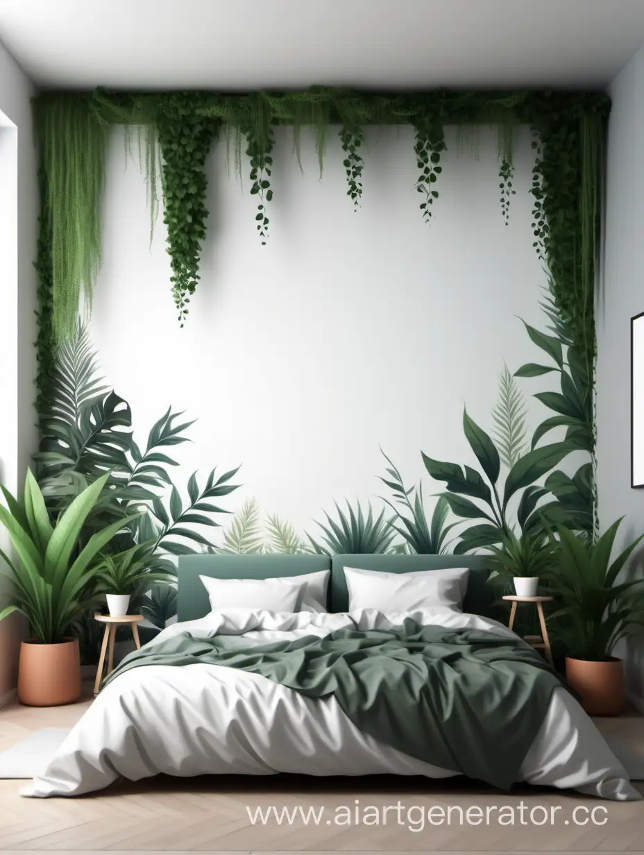 Cozy-Bedroom-Illustration-with-Vibrant-Posters-and-Greenery