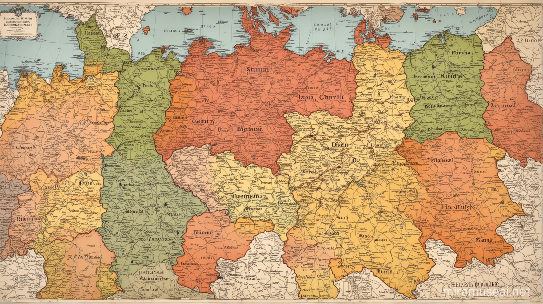 Germany map after ww2 , germony seprate into 4 parts , us,uk,France and Soviet union