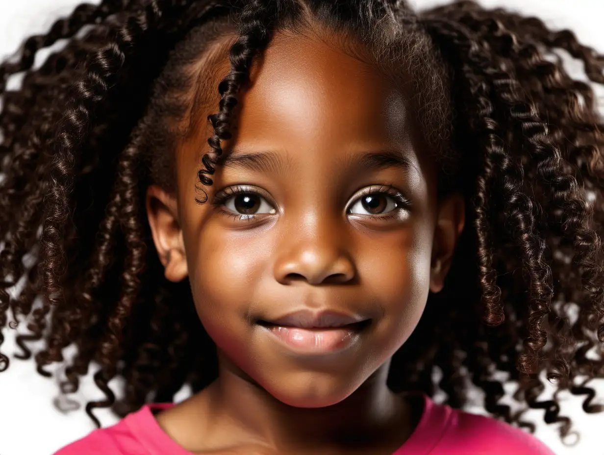 Ebony AfricanAmerican Girl Portrait with Medium Coily Hair