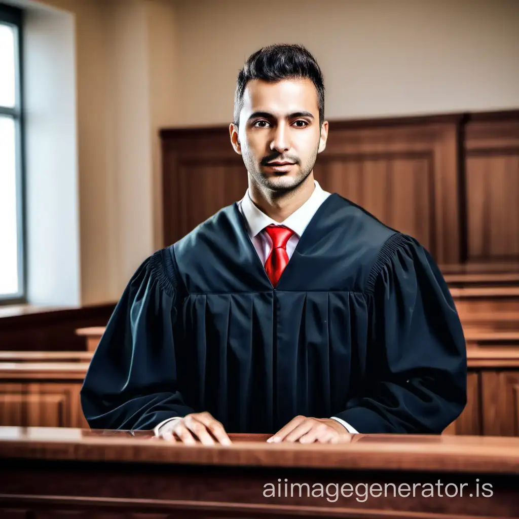 Successful lawyer in court during the trial