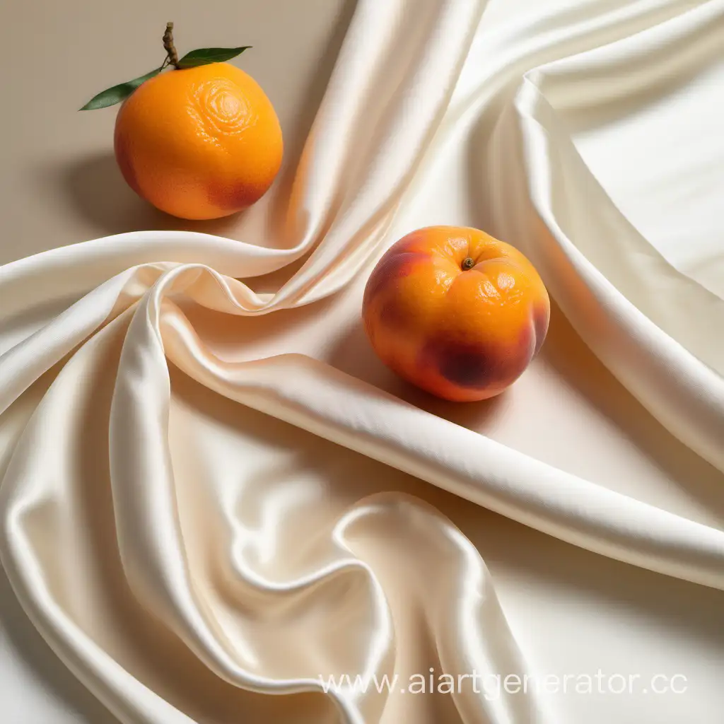 Luxurious-Ivory-Silk-Sheet-with-Tangerine-and-Peach