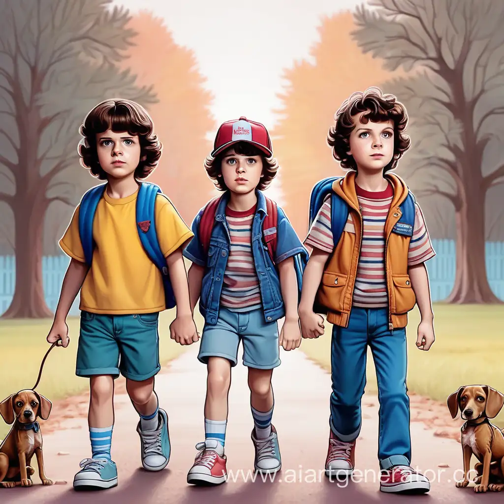 Odie-and-Will-Walk-with-Mike-from-Stranger-Things