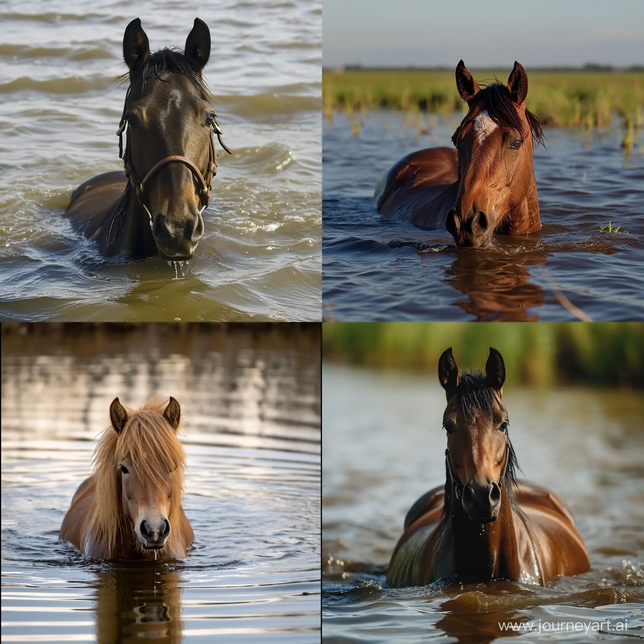 кон във водата