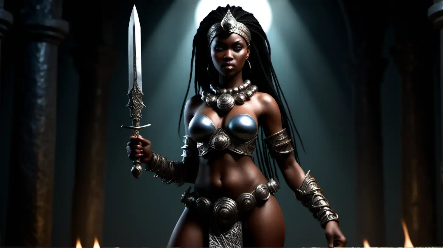 Courageous African Warrior Seraphina Confronts Darkness