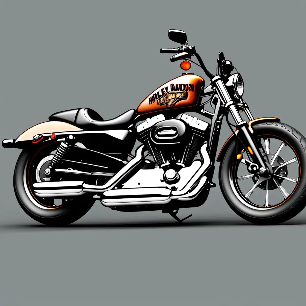 Custom Harley Davidson Sportster with High Handlebars and Vibrant Cartoon Sticker Design