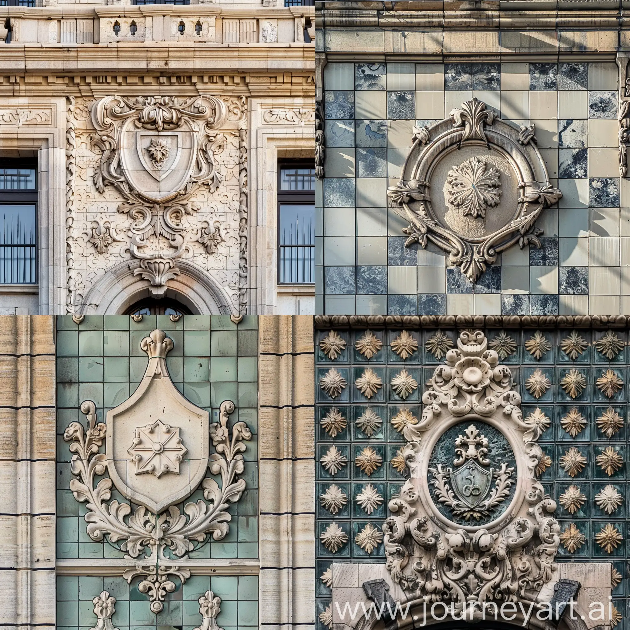 BaroquePatterned-Facade-Stone-Coat-of-Arms-Rosette-at-Train-Station