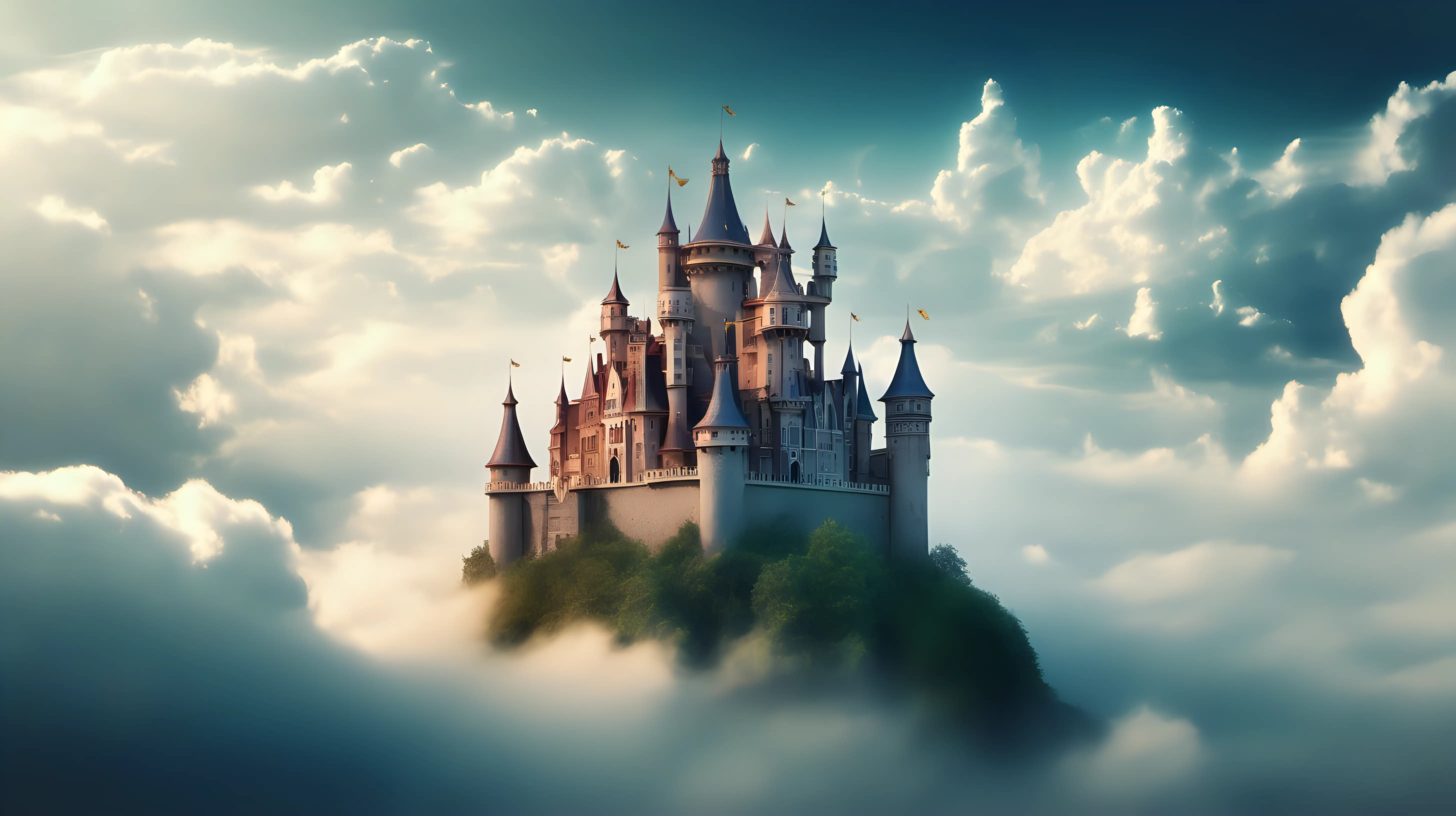Enchanted Fairytale Castle Floating Among the Clouds