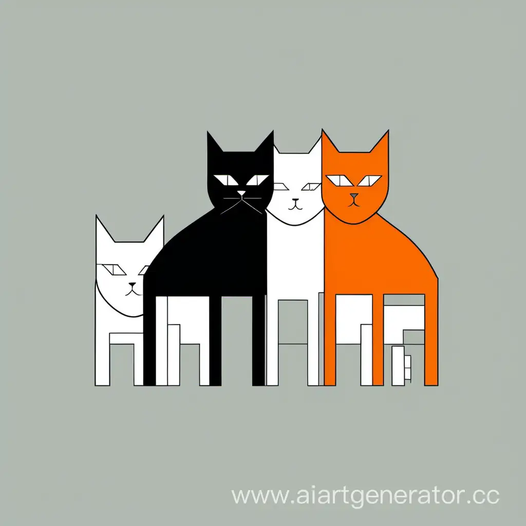 Three-Cats-Embrace-GTA-Suprematism-Minimalism