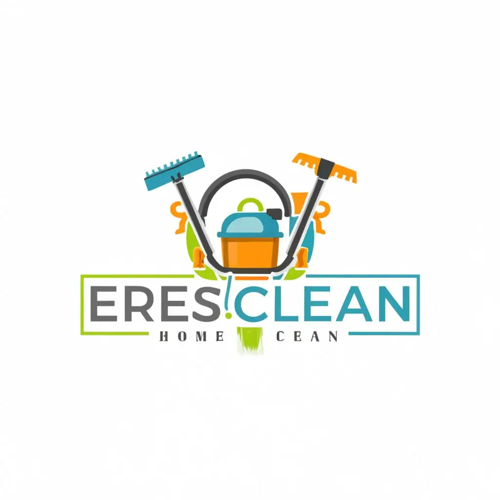 logo, home cleaning equipment. The logo text is shown as cleaning equipment., with the text "ERESCLEAN", typography